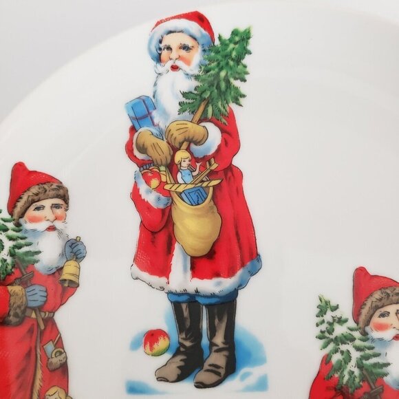Set Of 4 Vintage Santa Claus 10" Lunch / Dessert Ceramic Christmas Holiday Table - Picture 8 of 10